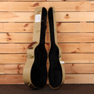 Boucher Limited LE-SG-161-MV guitar hard case open tweed exterior black plush interior gold hardware latches