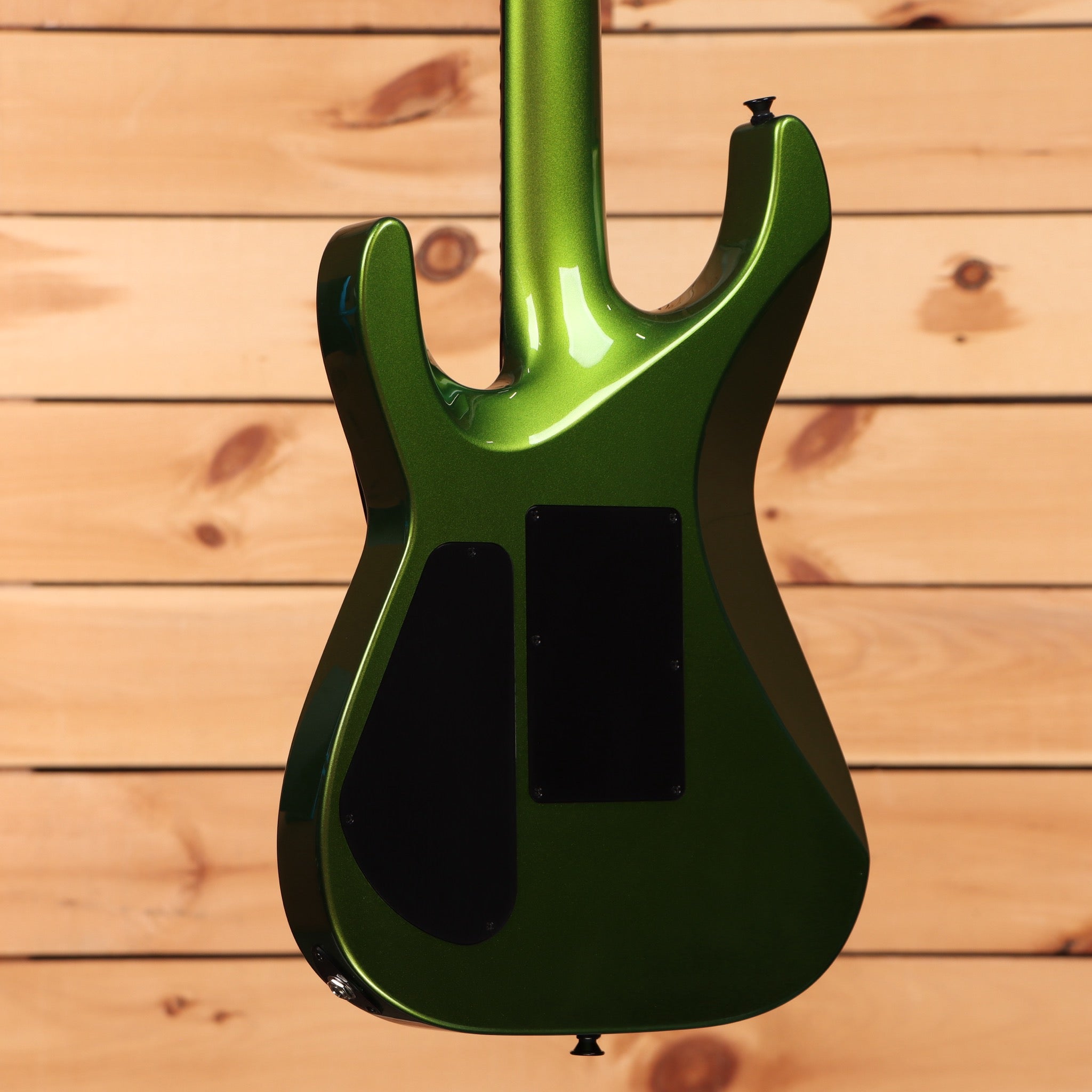 Jackson Righteous Run Custom Soloist electric guitar Green to Gold Shift finish with black hardware and rear cavity covers