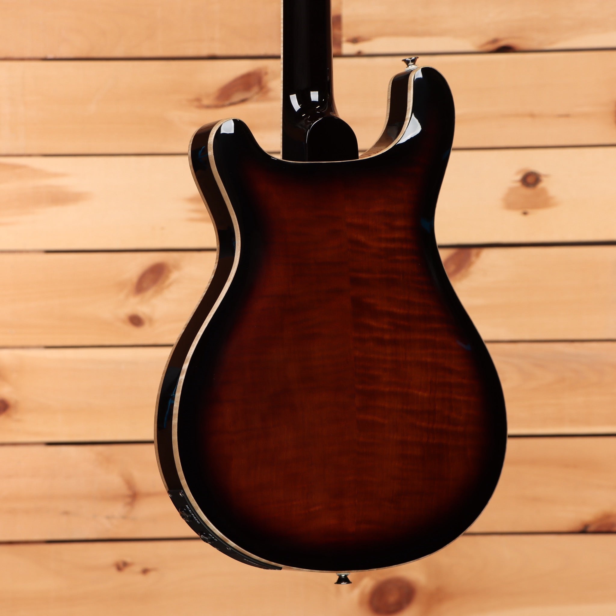 Paul Reed Smith SE Hollowbody Piezo electric guitar Black Gold Burst with flamed maple back and cream binding