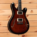 PRS SE Hollowbody Piezo semi-hollow electric guitar Black Gold Burst with flamed maple top and dual humbuckers