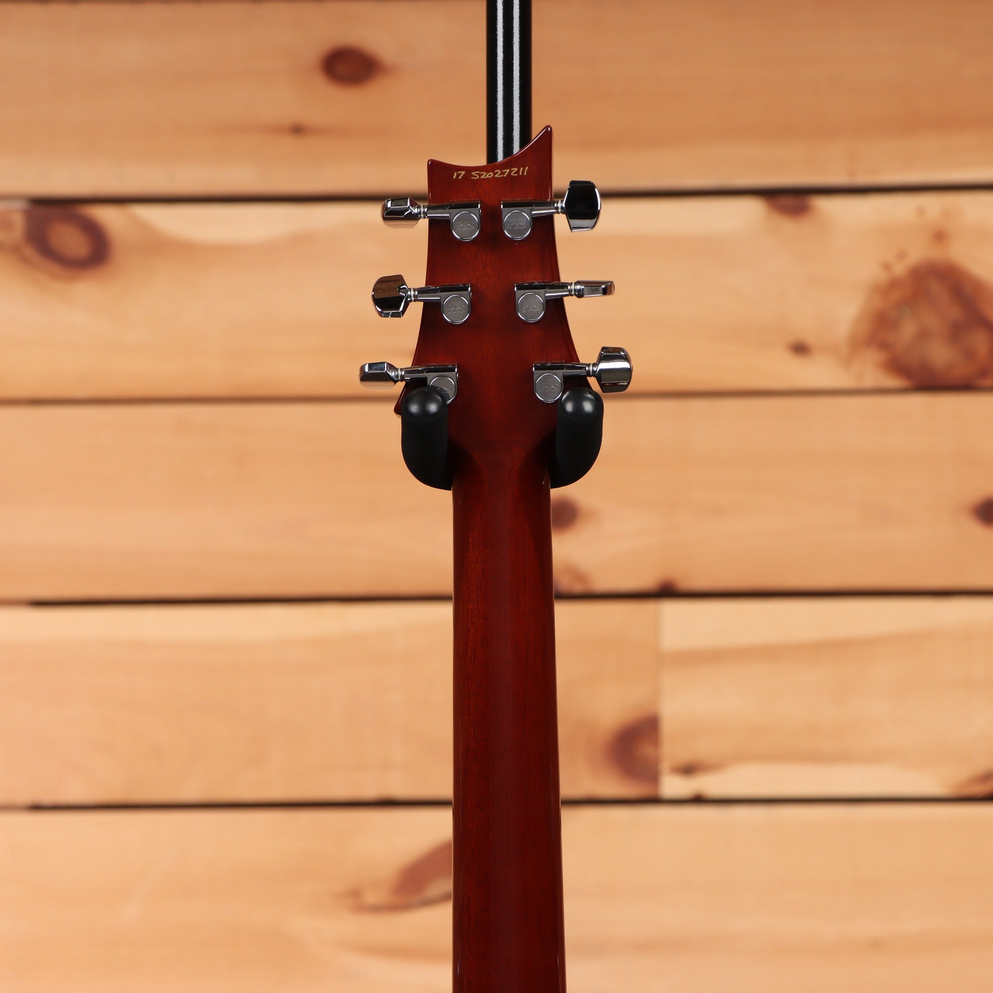 Paul Reed Smith S2 Singlecut Semi-Hollow electric guitar Amber Sunburst rear headstock with chrome tuners