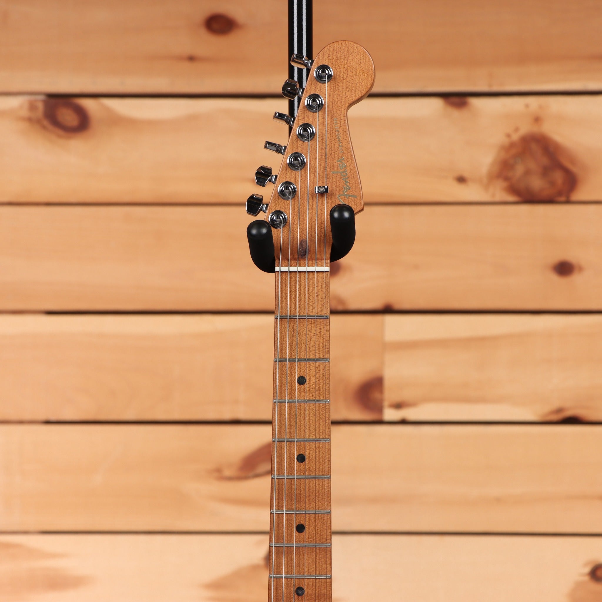 Fender Limited American Ultra II Stratocaster HSS electric guitar Graffiti Yellow with roasted maple neck and black tuners