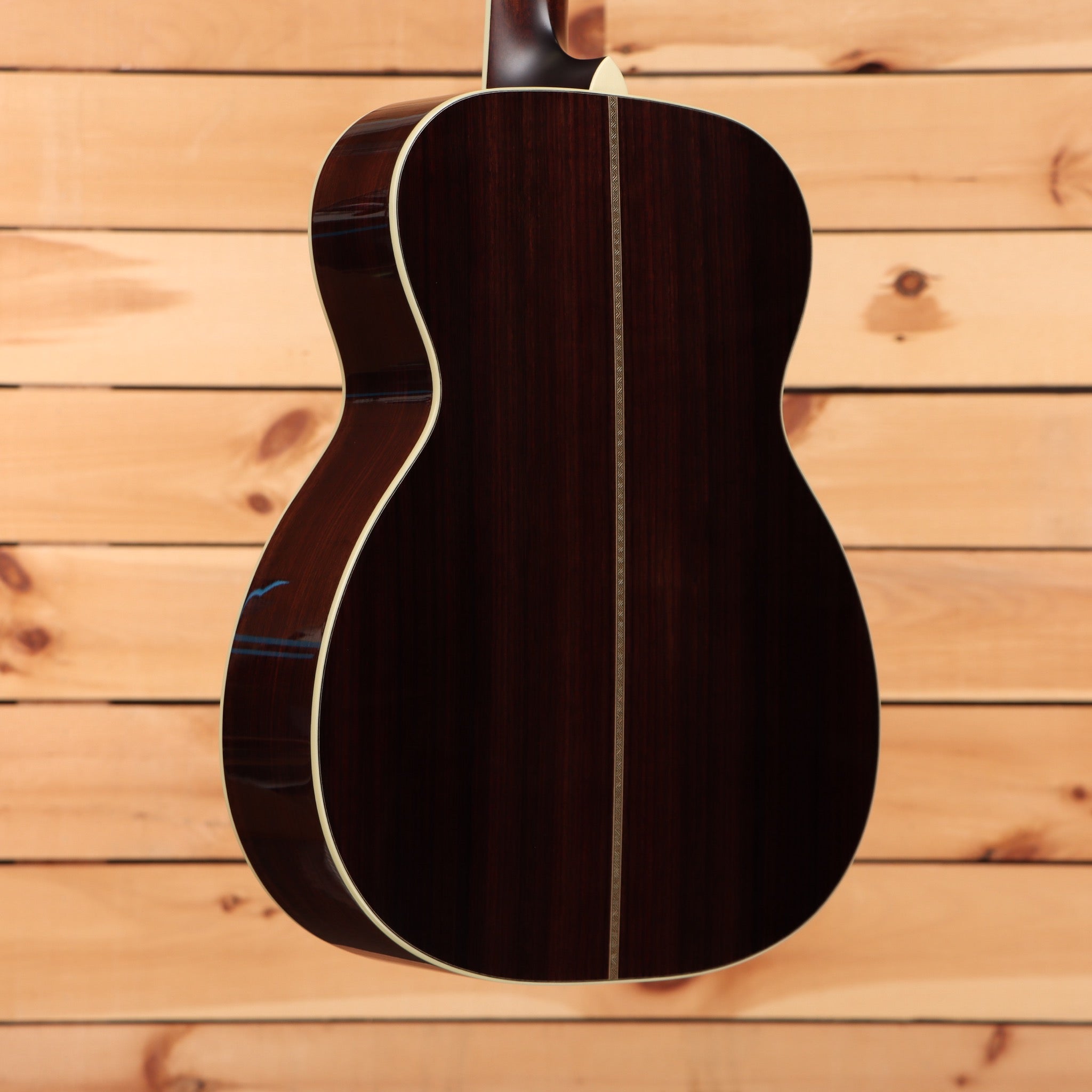 Bourgeois Touchstone OM LSH acoustic guitar Natural with rosewood back and sides and herringbone center strip