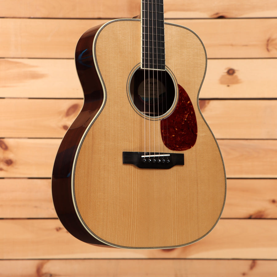 Bourgeois Touchstone OM LSH acoustic guitar Natural with spruce top, rosewood back and sides, and tortoise pickguard