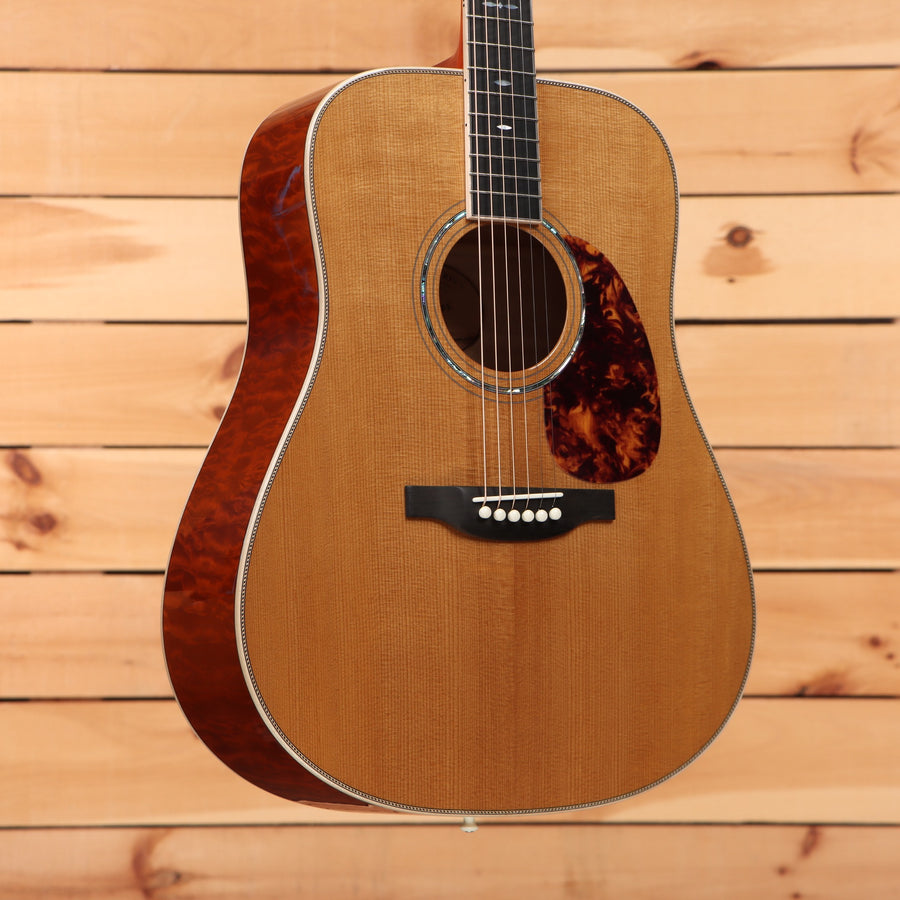 Boucher Limited LE-SG-162-MV dreadnought acoustic guitar Natural with tortoise pickguard and figured maple back and sides