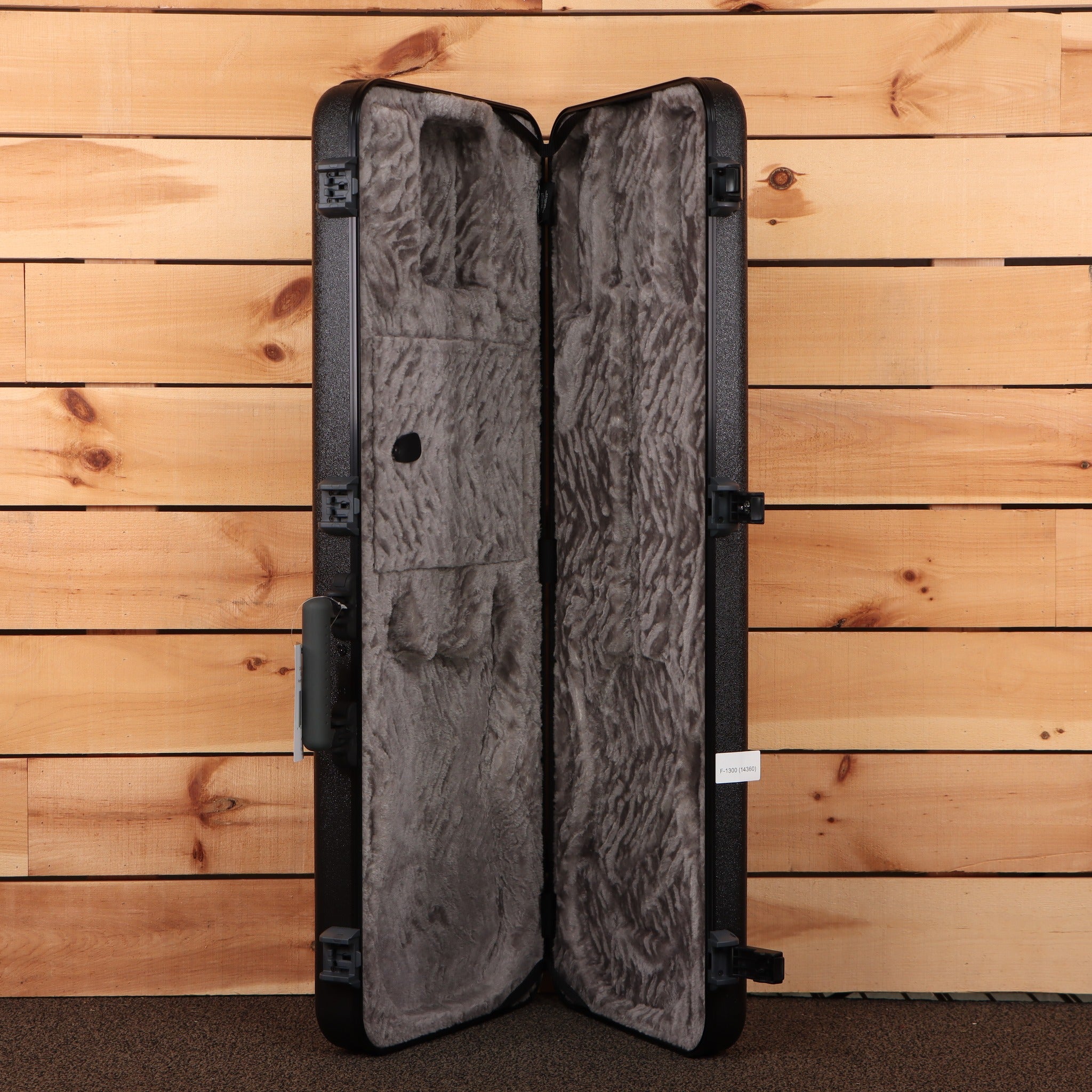 Fender American Ultra II Telecaster guitar hard case black with gray plush interior open view