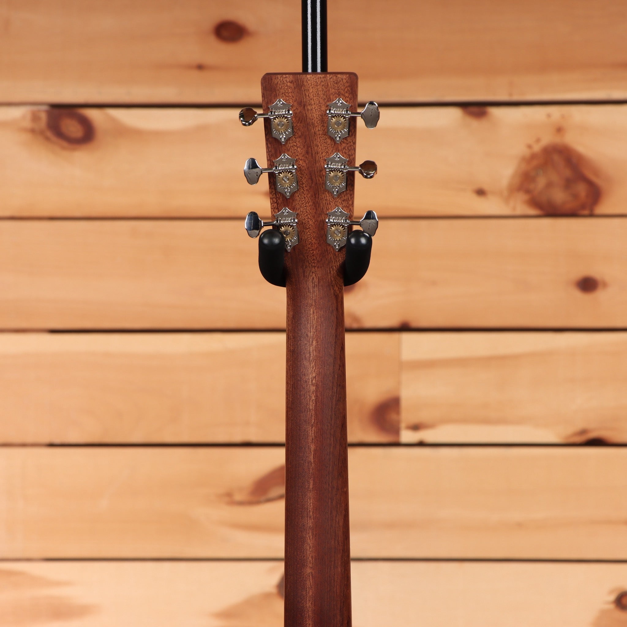 Martin 000-12E Retro acoustic-electric guitar Aging Toner showing mahogany neck back and chrome Waverly-style tuners