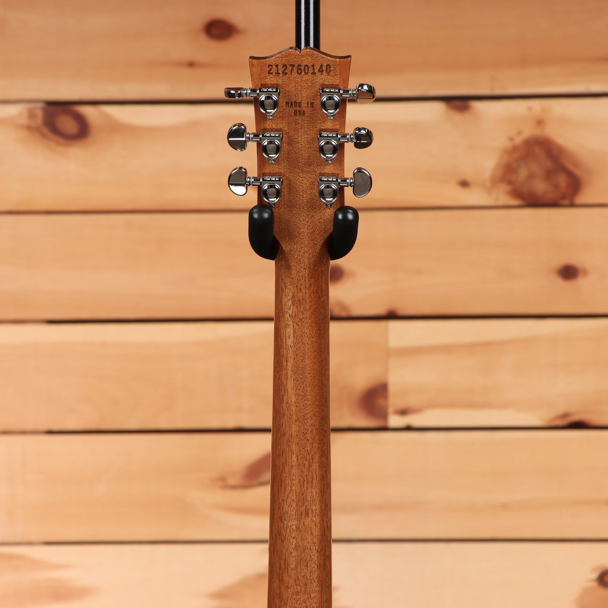 Gibson Les Paul Standard 60s Figured Top Honey Amber electric guitar back of mahogany neck with chrome tuners