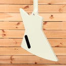 Gibson 70s Explorer electric guitar Classic White with back control cavity cover and bolt-on neck joint