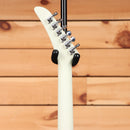 Gibson 70s Explorer electric guitar Classic White headstock detail with chrome tuners and white finish neck