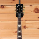 Gibson Les Paul Traditional electric guitar Heritage Cherry Sunburst headstock with rosewood fretboard and trapezoid inlays