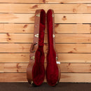Gibson Les Paul Traditional hardshell guitar case brown exterior with red velvet interior and gold latches