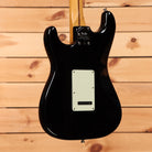 Fender American Professional II Stratocaster electric guitar Black with mint green tremolo cavity cover rear view