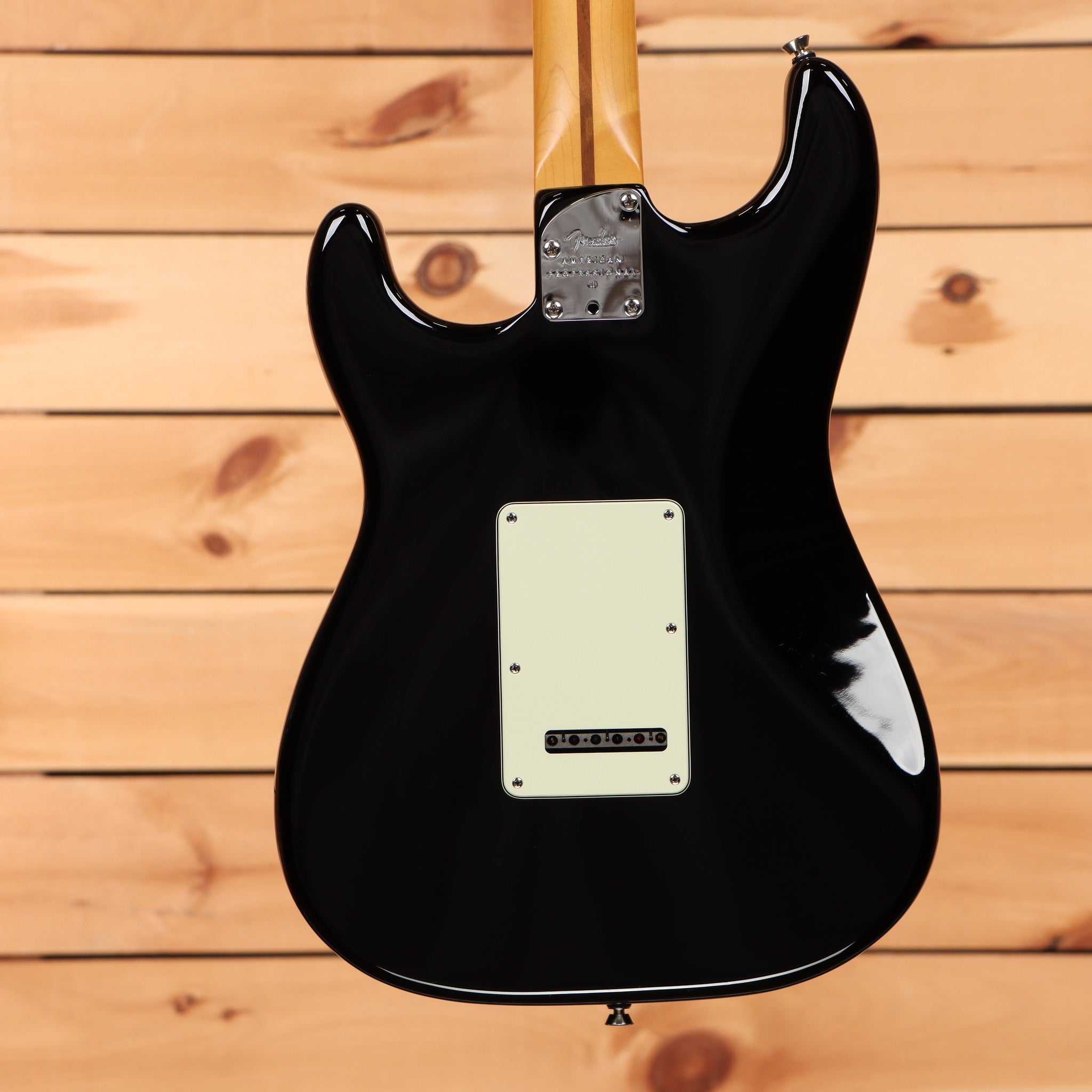 Fender American Professional II Stratocaster electric guitar Black with tremolo back plate and maple neck