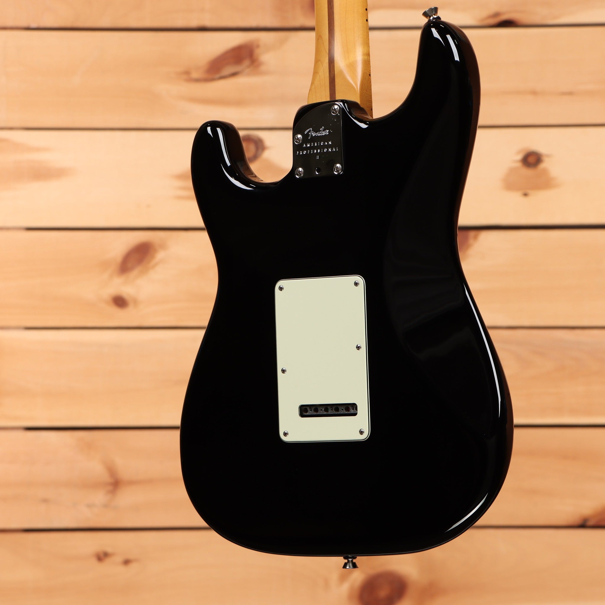 Fender American Professional II Stratocaster electric guitar Black with maple neck and tremolo back cavity cover