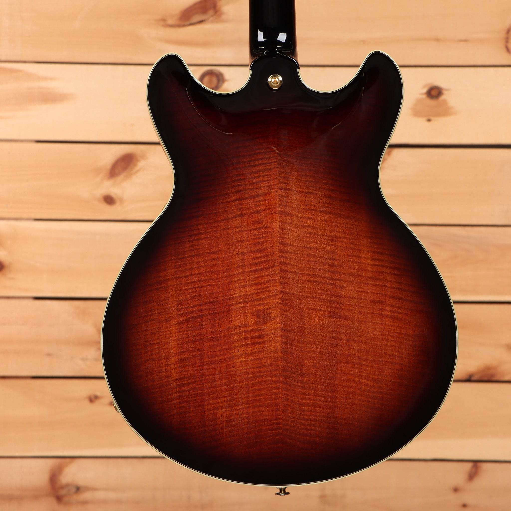 Ibanez JSM100 semi-hollowbody electric guitar Vintage Sunburst with flamed maple back and cream binding