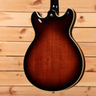 Ibanez JSM100 semi-hollowbody electric guitar Vintage Sunburst with flamed maple back and cream binding