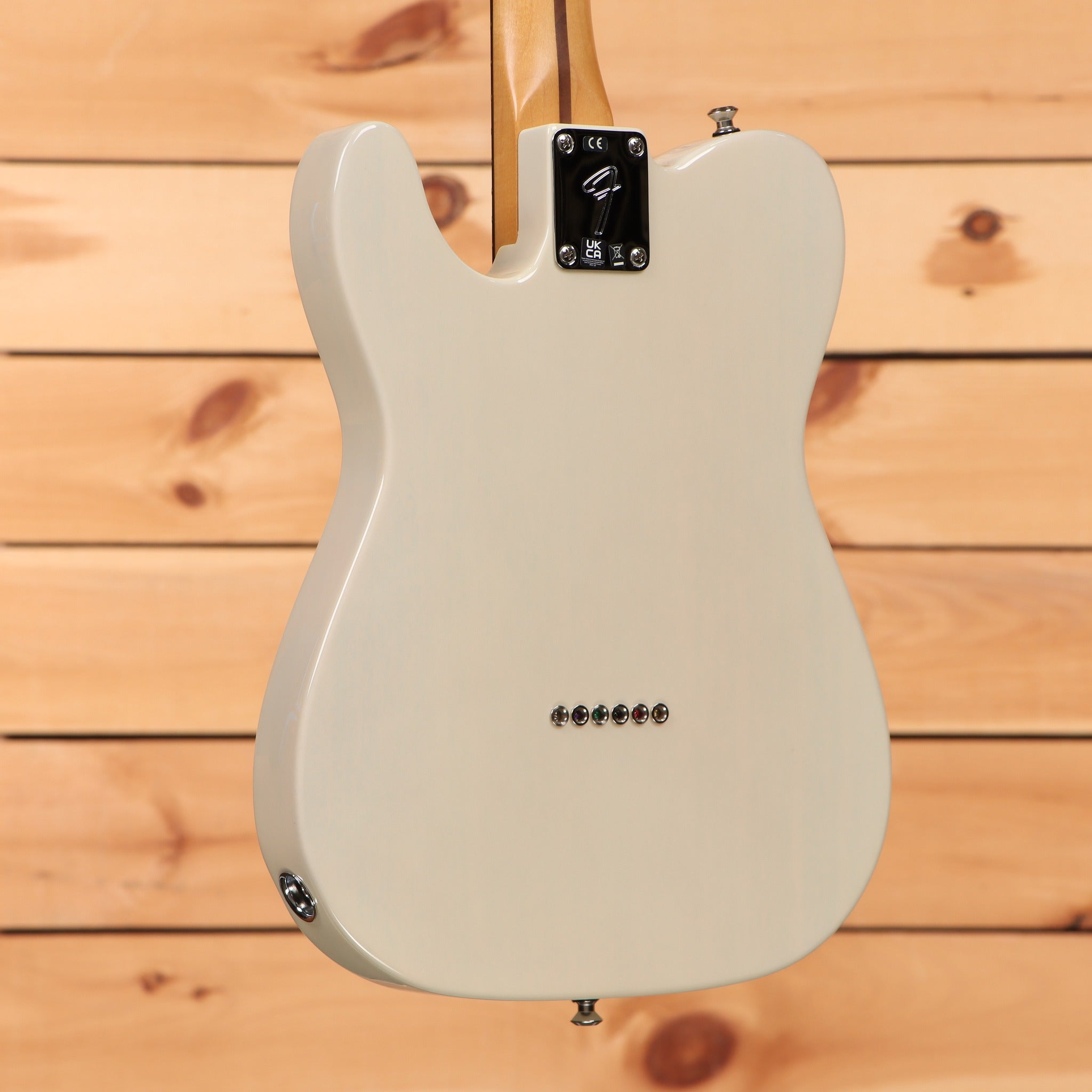 Fender Gold Foil Telecaster electric guitar White Blonde body back view with maple neck