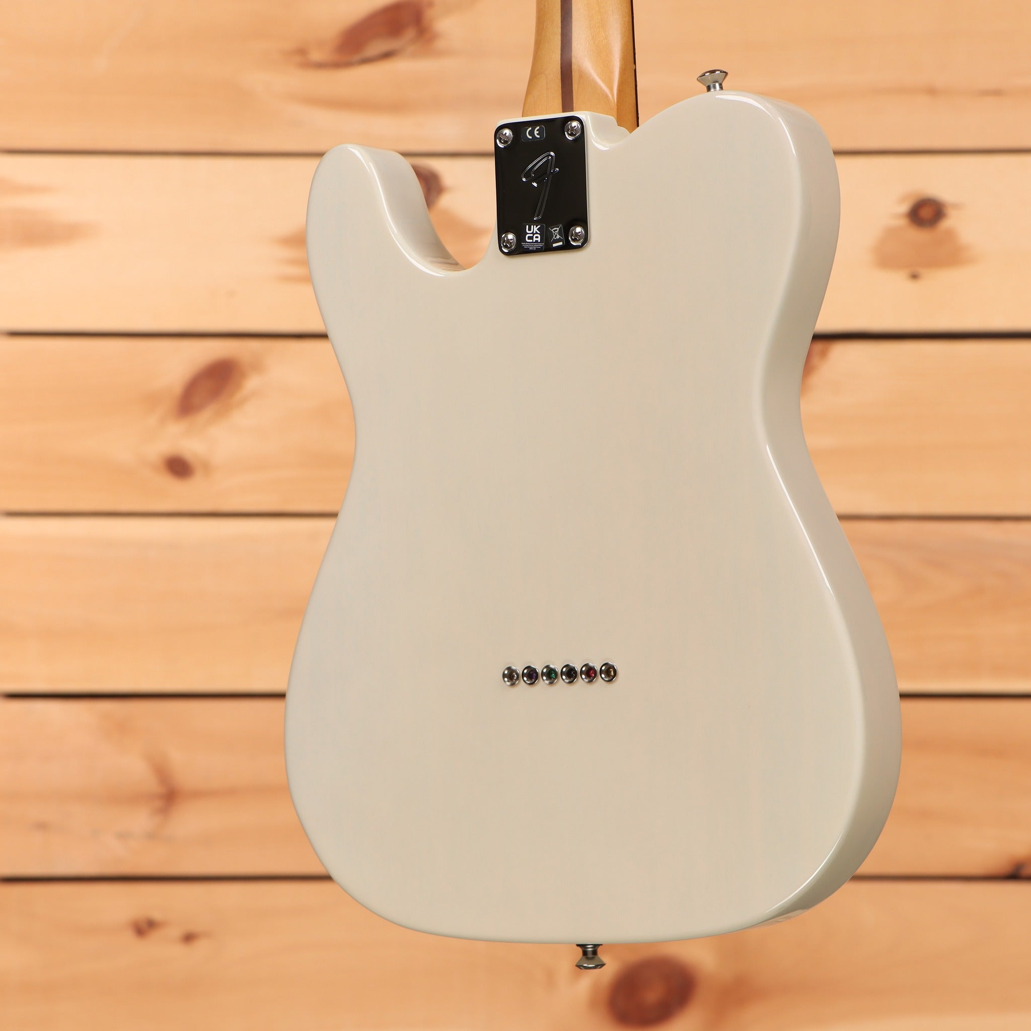 Fender Gold Foil Telecaster electric guitar White Blonde finish with maple neck shown from rear body view