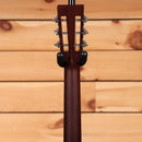 Boucher HG-56-M acoustic guitar Natural finish rear headstock view with slotted headstock and chrome tuners