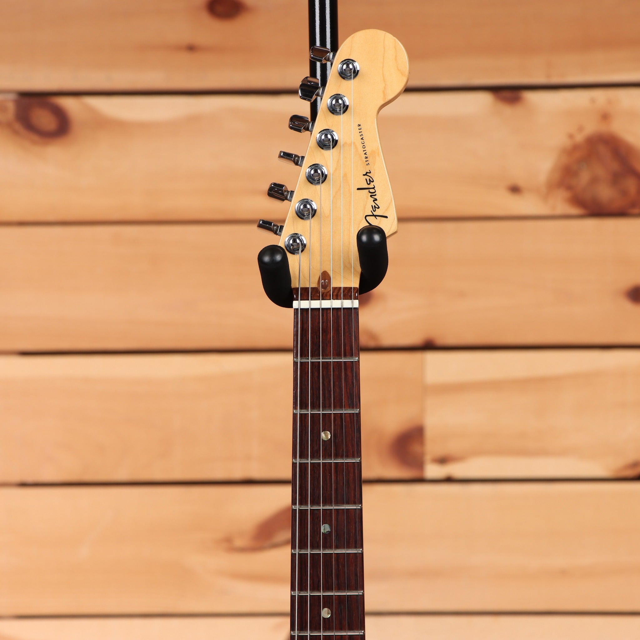 Fender American Deluxe Stratocaster HSS electric guitar Montego Black with maple neck and rosewood fretboard