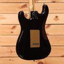 Fender American Deluxe Stratocaster HSS electric guitar Montego Black with gold backplate and maple neck