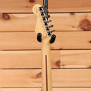 Fender American Deluxe Stratocaster HSS electric guitar Montego Black maple neck back headstock with chrome tuners