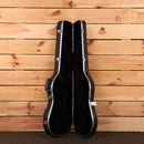 Fender American Deluxe Stratocaster HSS hard shell guitar case black with silver latches open interior view
