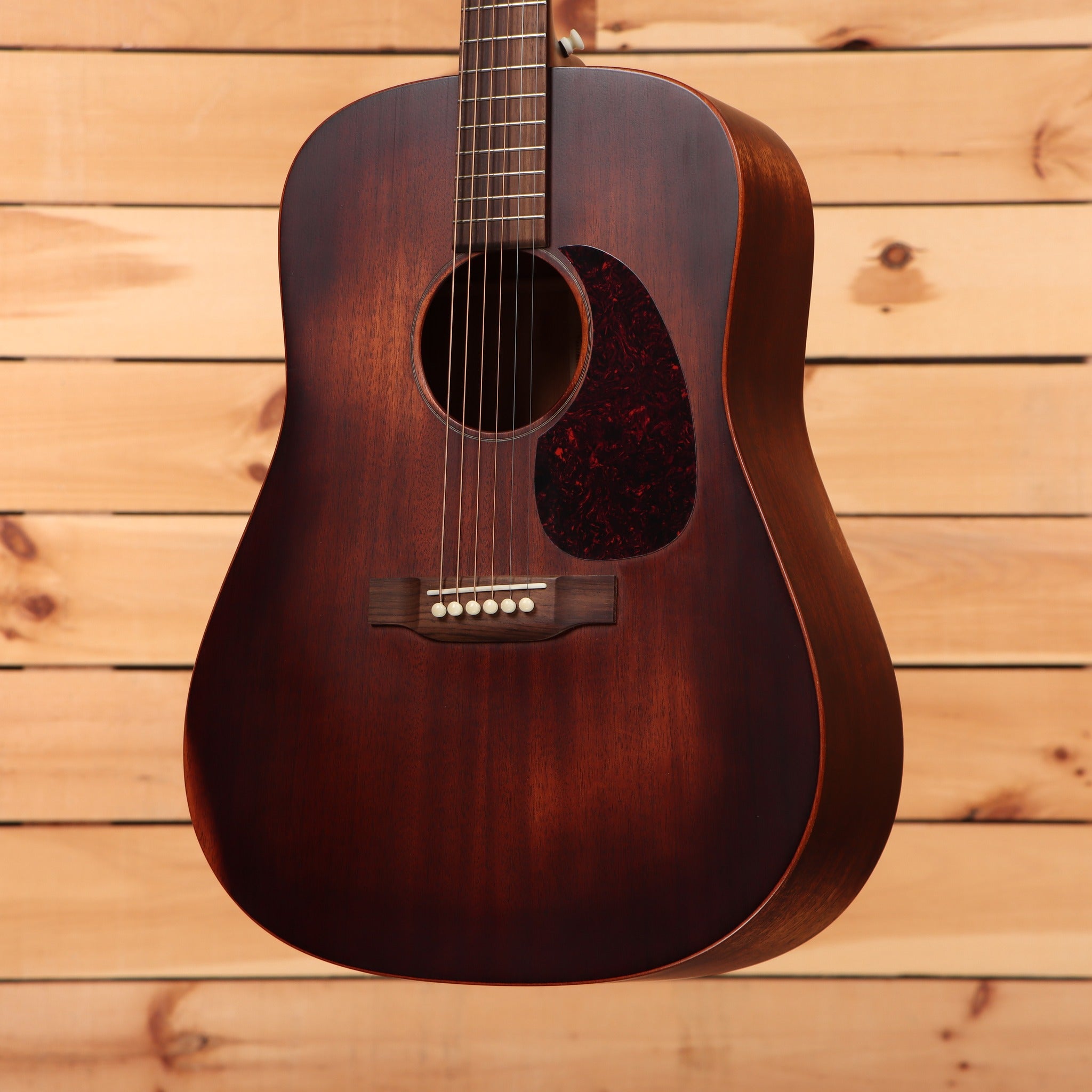 Martin D-15M Streetmaster dreadnought acoustic guitar Mahogany Burst with tortoise pickguard and rosewood bridge
