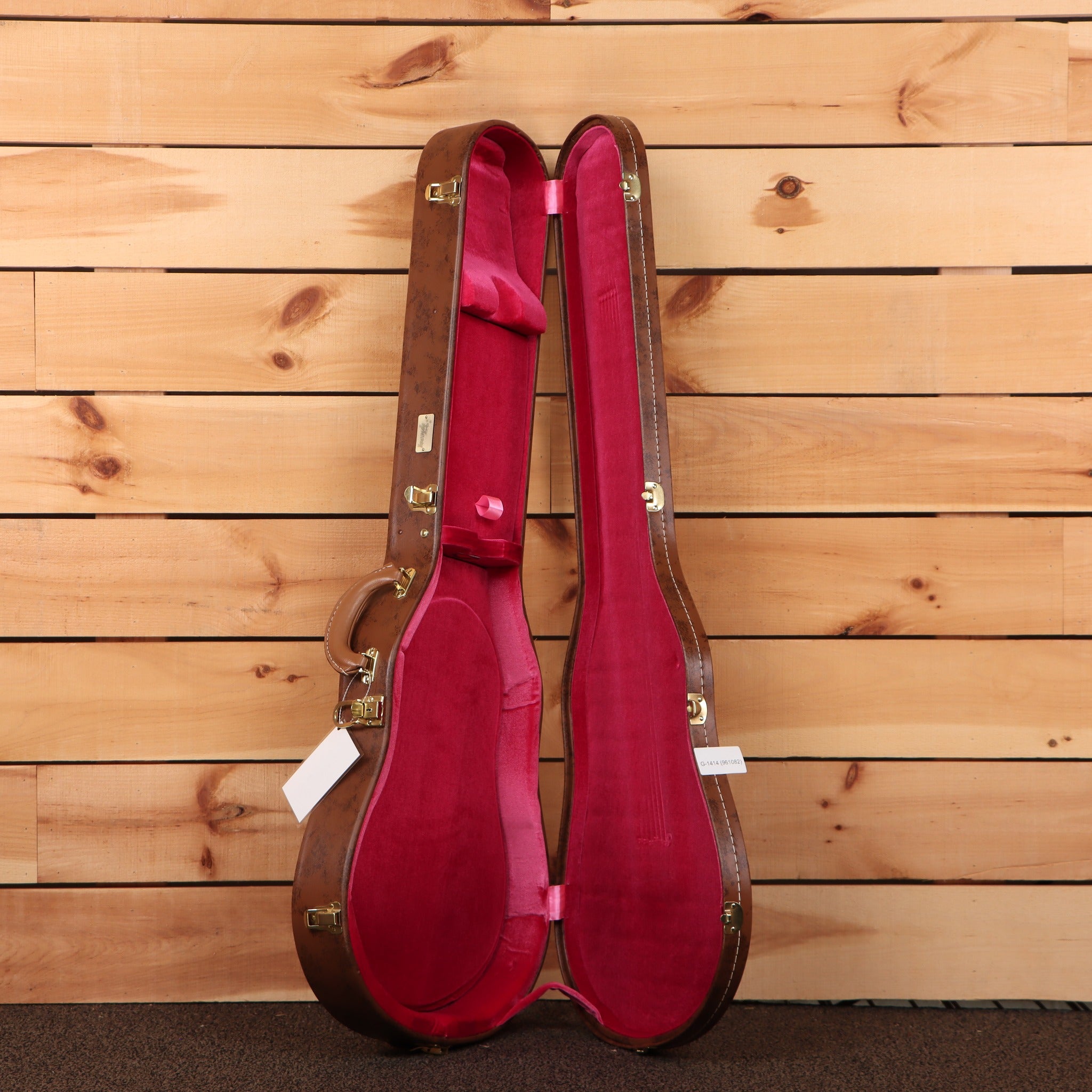 Gibson 1959 Les Paul Standard Reissue hardshell guitar case brown exterior red velvet interior gold hardware latches