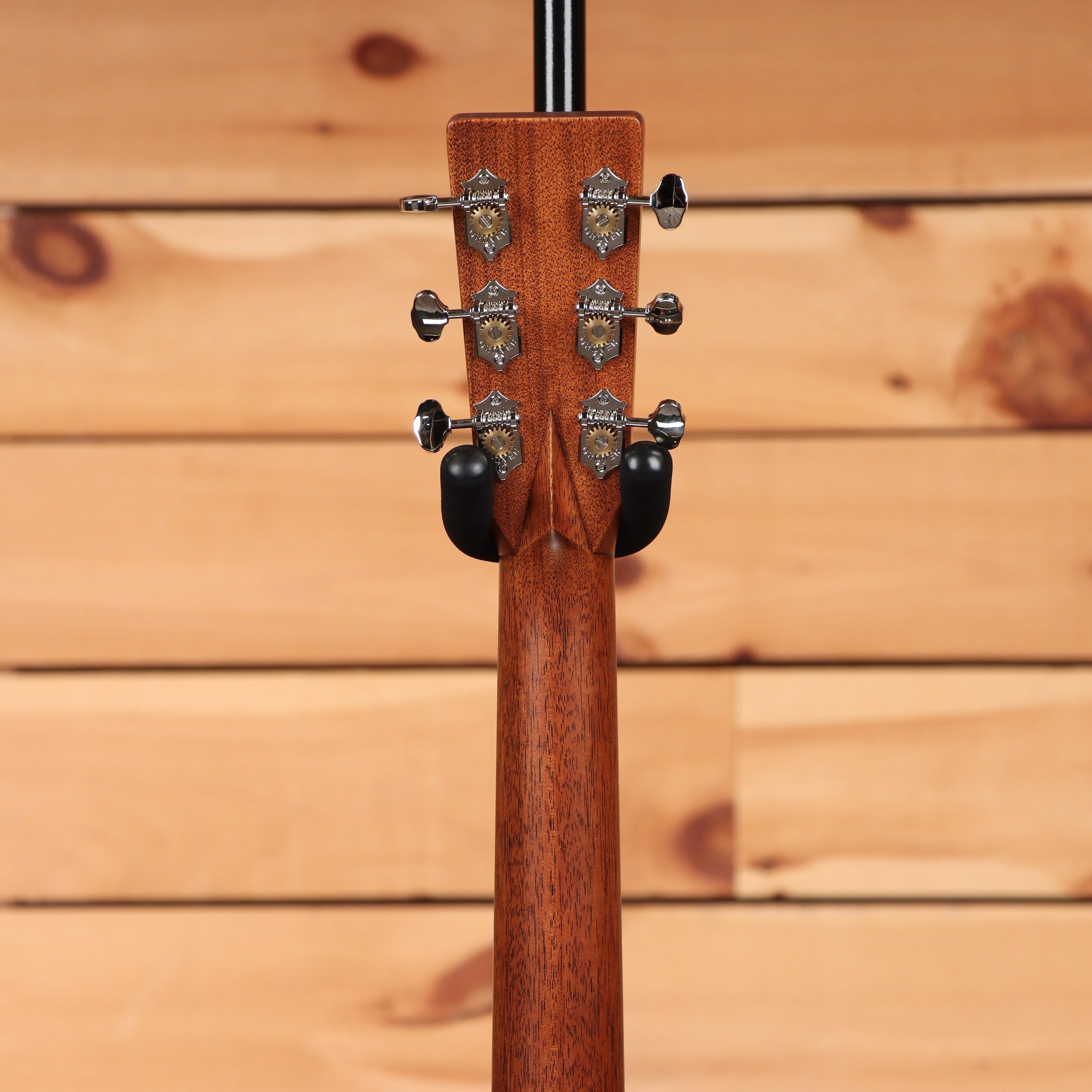 Martin D-28 Billy Strings acoustic dreadnought guitar Natural with mahogany neck and chrome Grover tuners rear view