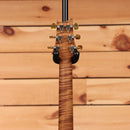 PRS Wood Library Custom 24-08 electric guitar Purple Mist showing flamed maple neck back with gold tuners