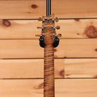 PRS Wood Library Custom 24-08 electric guitar Purple Mist showing flamed maple neck back with gold tuners