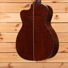 Eastman L-OMCE-QS acoustic-electric OM guitar Natural finish with quilted sapele back cutaway and decorative center seam inla