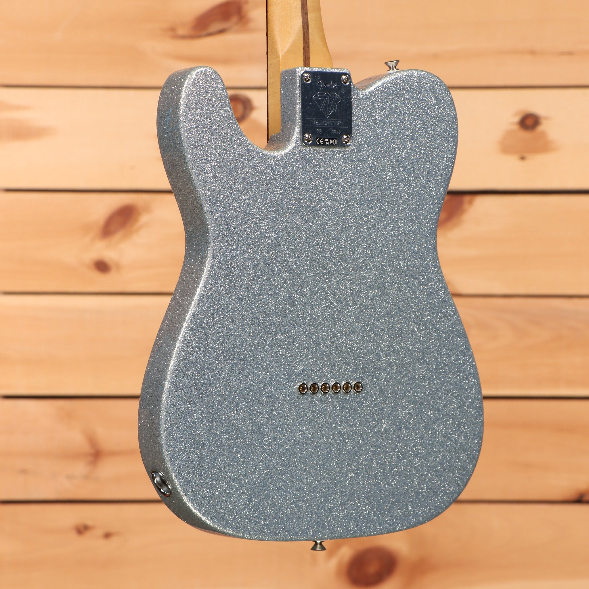 Fender 75th Anniversary Player II Sparkle Telecaster electric guitar Diamond Dust Sparkle finish maple neck back view