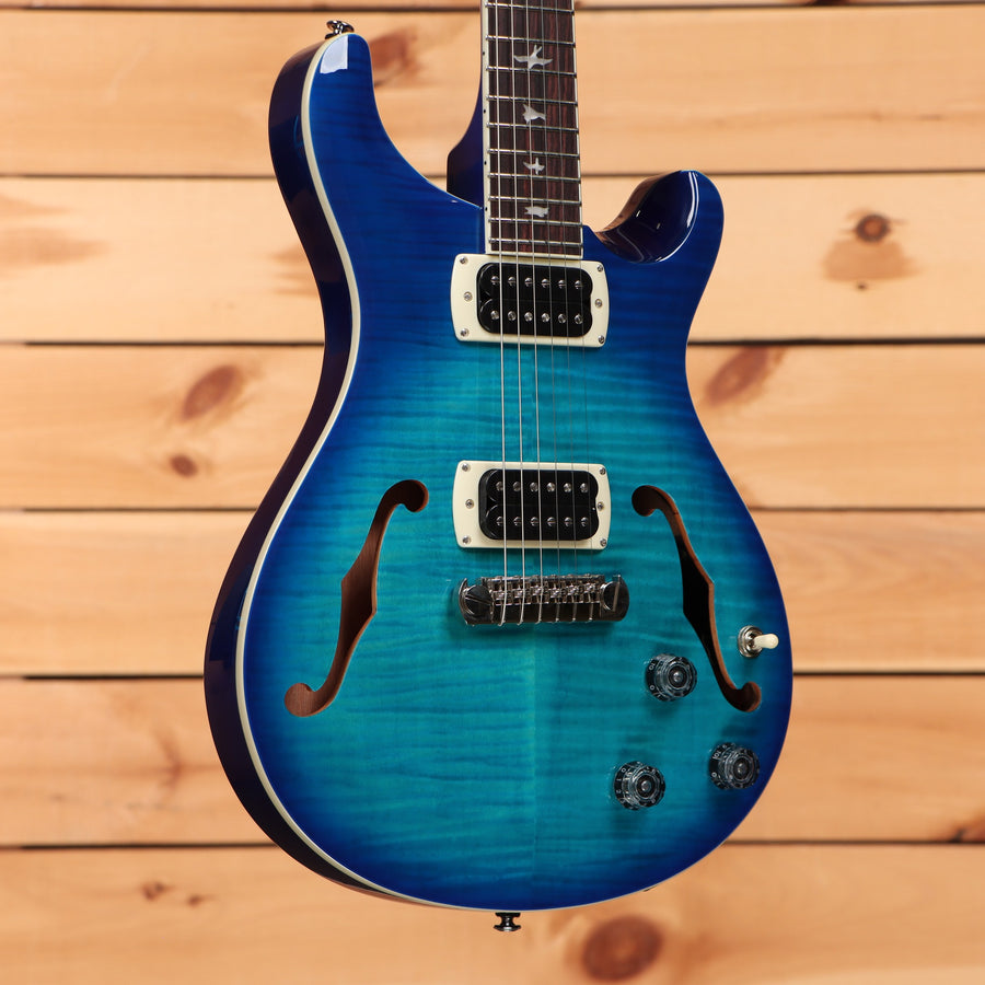 PRS SE Hollowbody I Piezo semi-hollow electric guitar Lake Blue burst flamed maple top with dual humbuckers