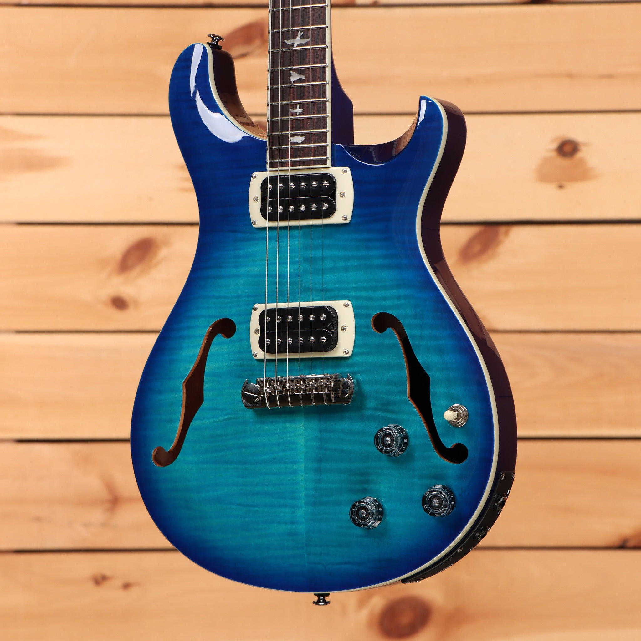 PRS SE Hollowbody I Piezo semi-hollow electric guitar Lake Blue burst flamed maple top with dual humbuckers