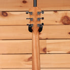 Taylor GS Mini acoustic guitar Natural finish rear headstock view with mahogany neck and chrome tuners