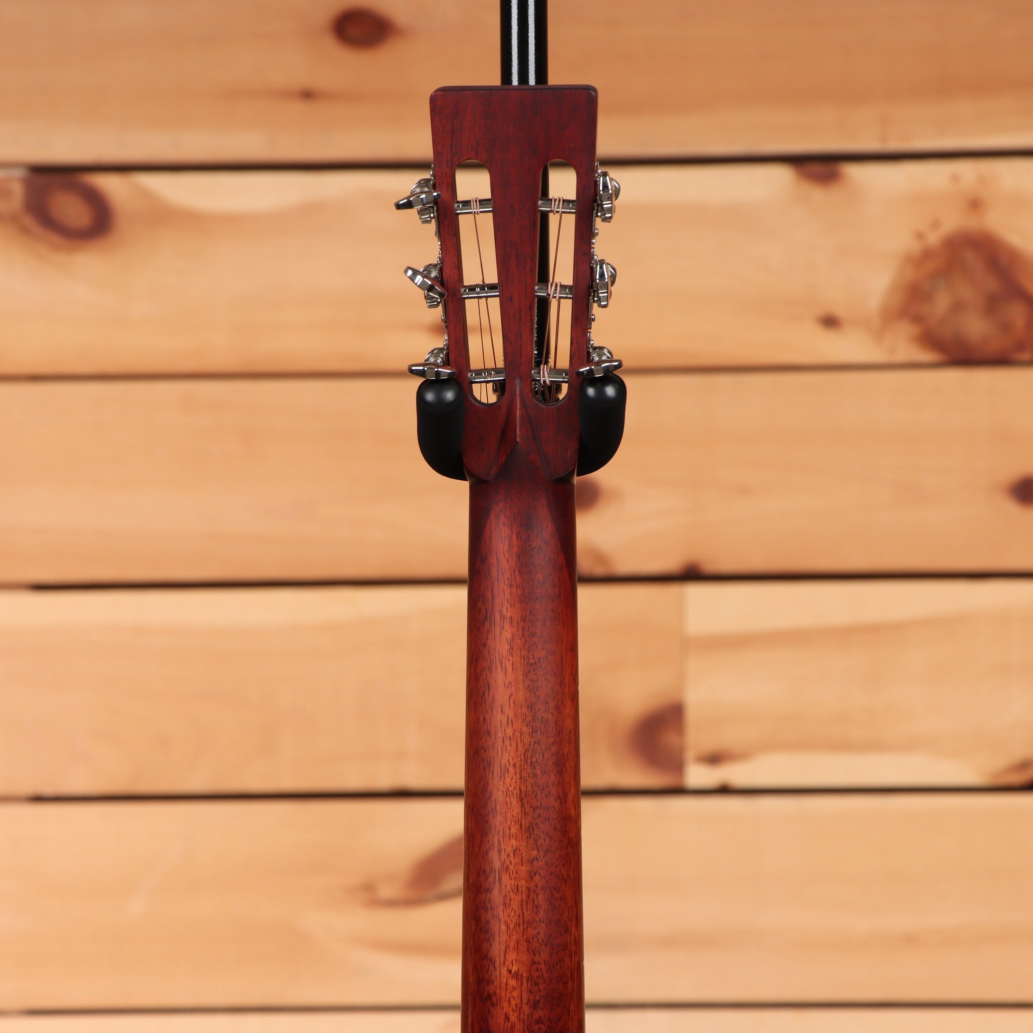 Eastman E10P-TC parlor acoustic guitar Natural finish with slotted headstock and mahogany neck rear view