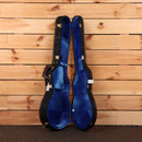 PRS McCarty 594 Hollowbody II Wood Library guitar case open showing blue velvet interior with gold hardware latches