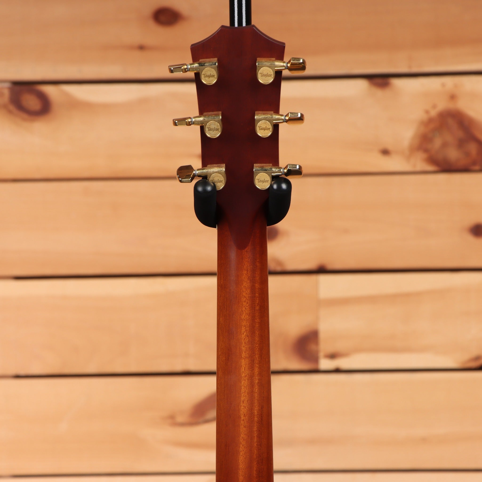 Taylor K28e Shaded Edgeburst acoustic-electric guitar headstock back showing gold Taylor tuners and mahogany neck