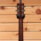 Eastman E3DE acoustic dreadnought guitar Natural finish rear headstock view with chrome tuners and mahogany neck