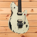 EVH LTD Wolfgang Special 2015 Tour electric guitar Distressed Ivory relic finish with dual humbuckers and Floyd Rose tremolo