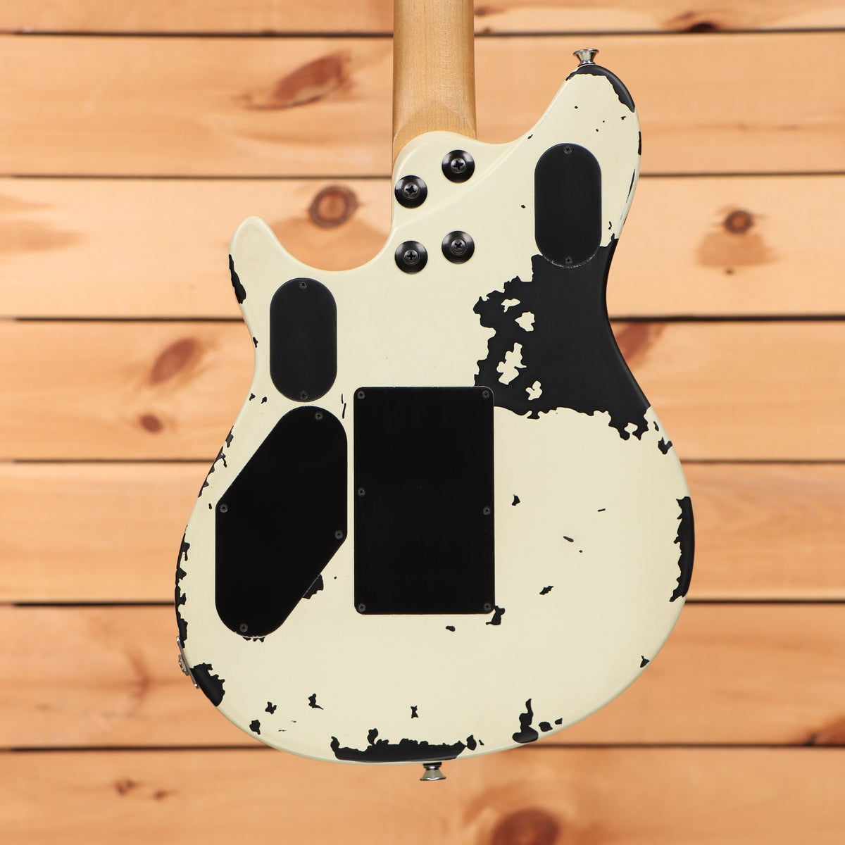 EVH LTD Wolfgang Special 2015 Tour electric guitar Distressed Ivory heavy relic finish with black back plates