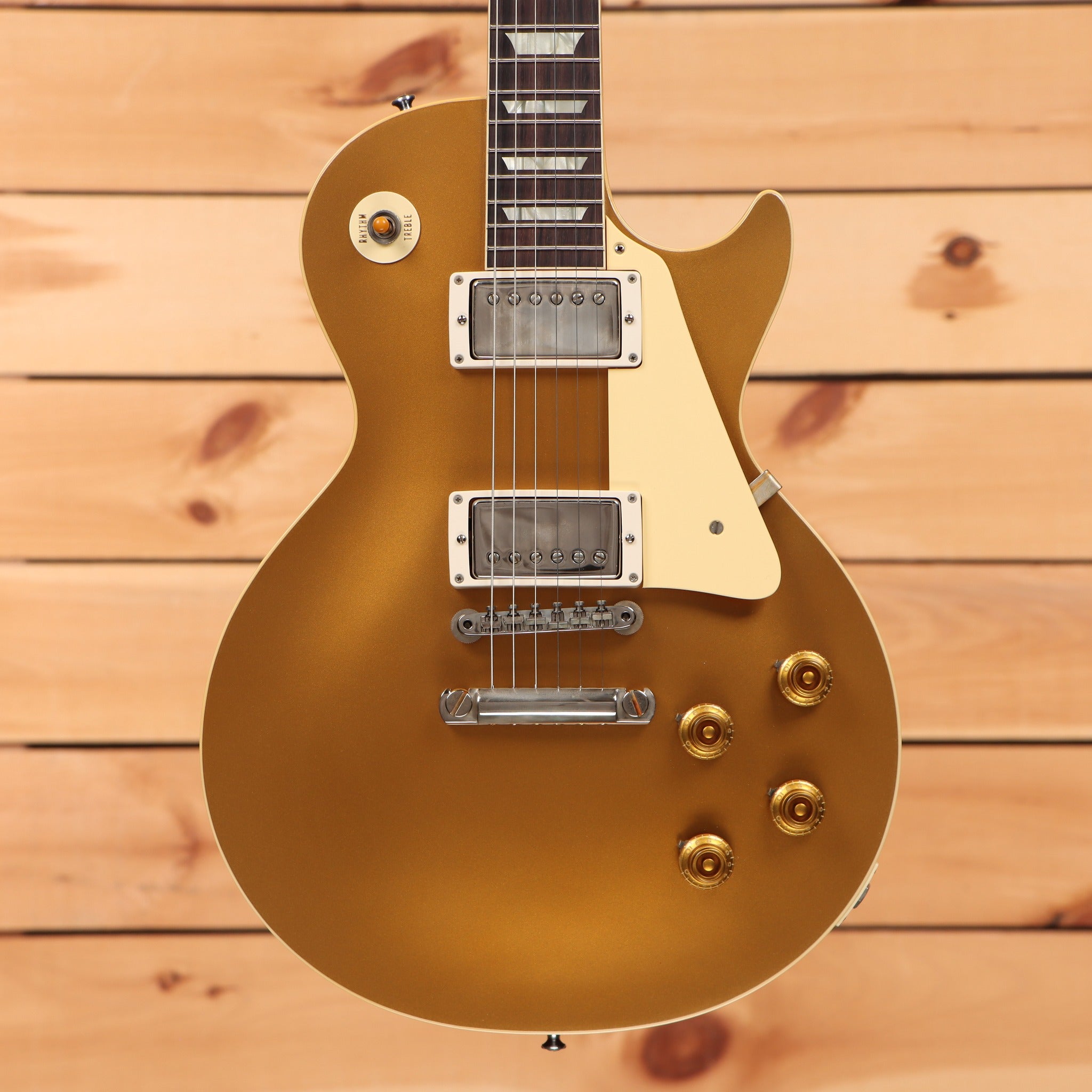 Gibson 1957 Les Paul Goldtop Darkback Reissue Double Gold electric guitar with dual humbuckers and gold hardware