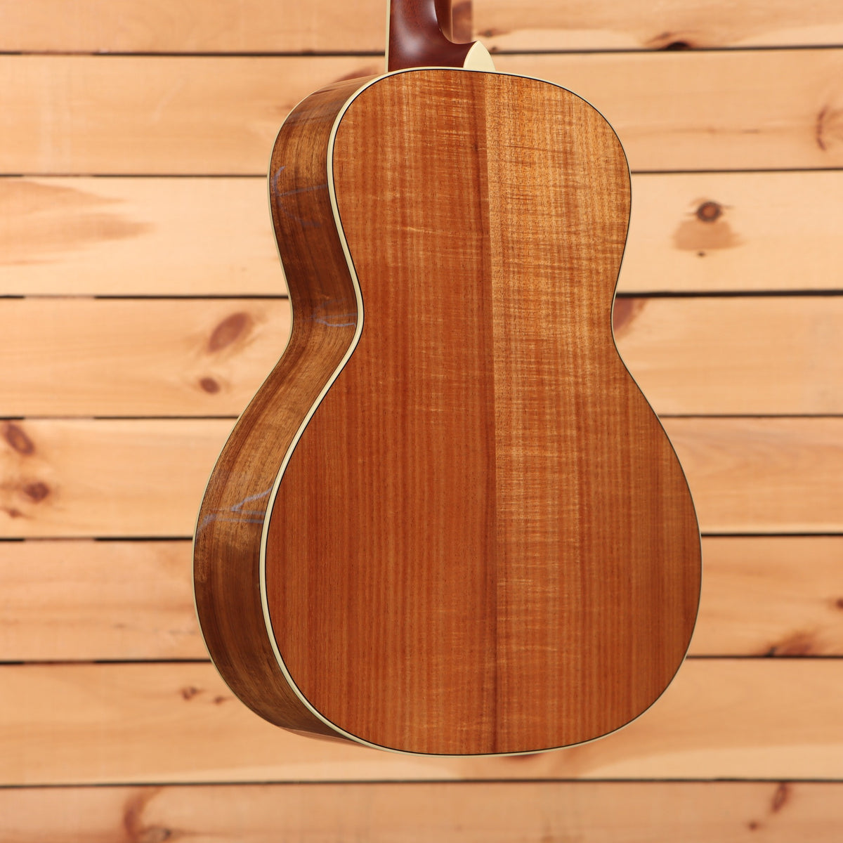 Bourgeois Downeast LDB Hawaiian Blues acoustic guitar Natural finish with figured koa back and sides