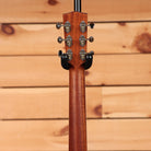 Bourgeois Downeast LDB Hawaiian Blues acoustic guitar Natural finish showing mahogany neck back and chrome tuners