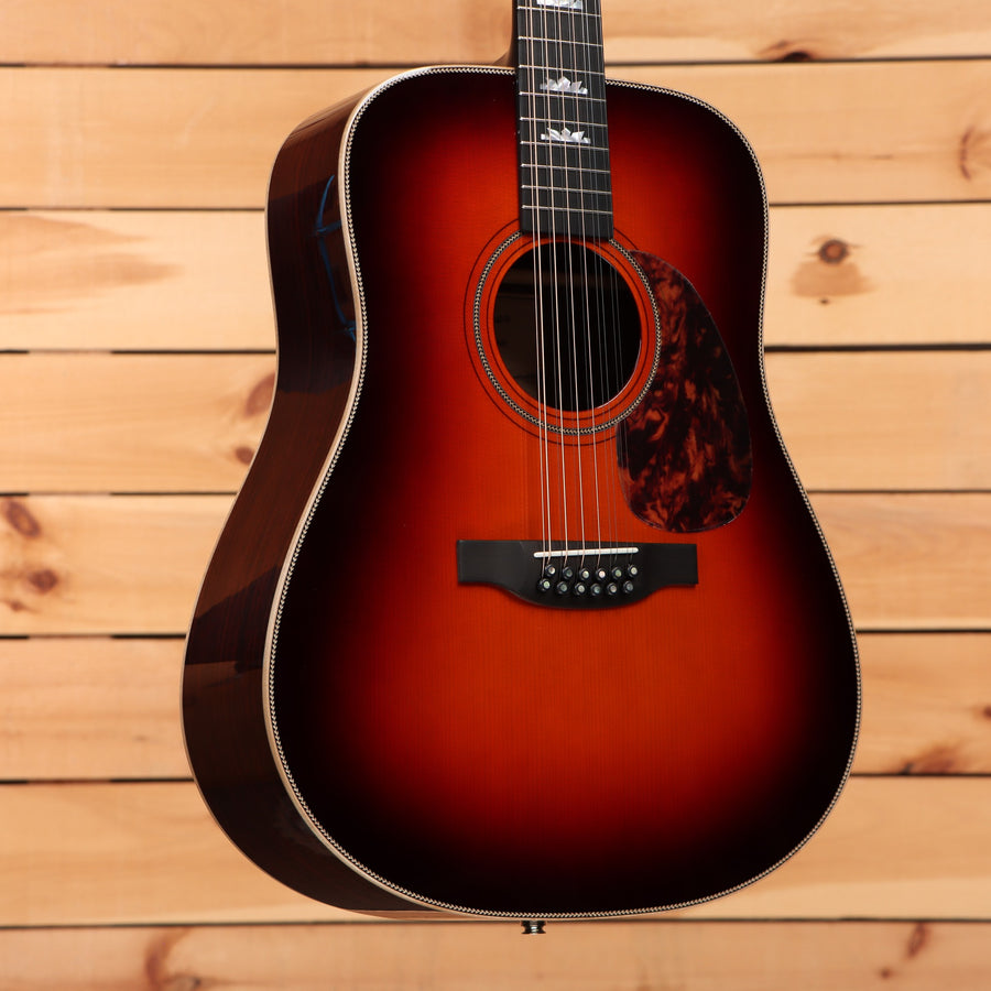 Boucher SG12-52-BE dreadnought 12-string acoustic guitar Sunburst finish with tortoise pickguard and body binding