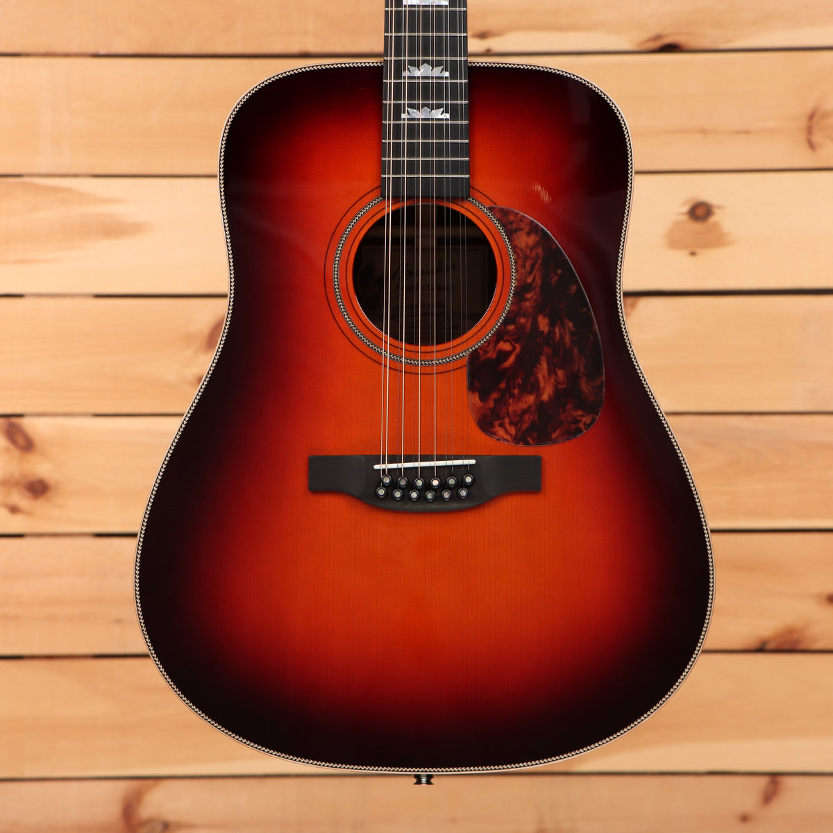 Boucher SG12-52-BE dreadnought 12-string acoustic guitar Sunburst finish with tortoise pickguard and binding
