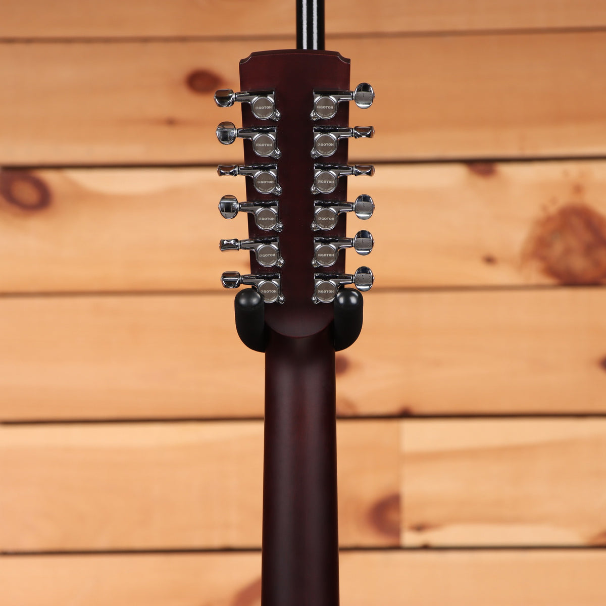 Boucher SG12-52-BE 12-string acoustic guitar Sunburst showing rear headstock with Gotoh chrome tuners